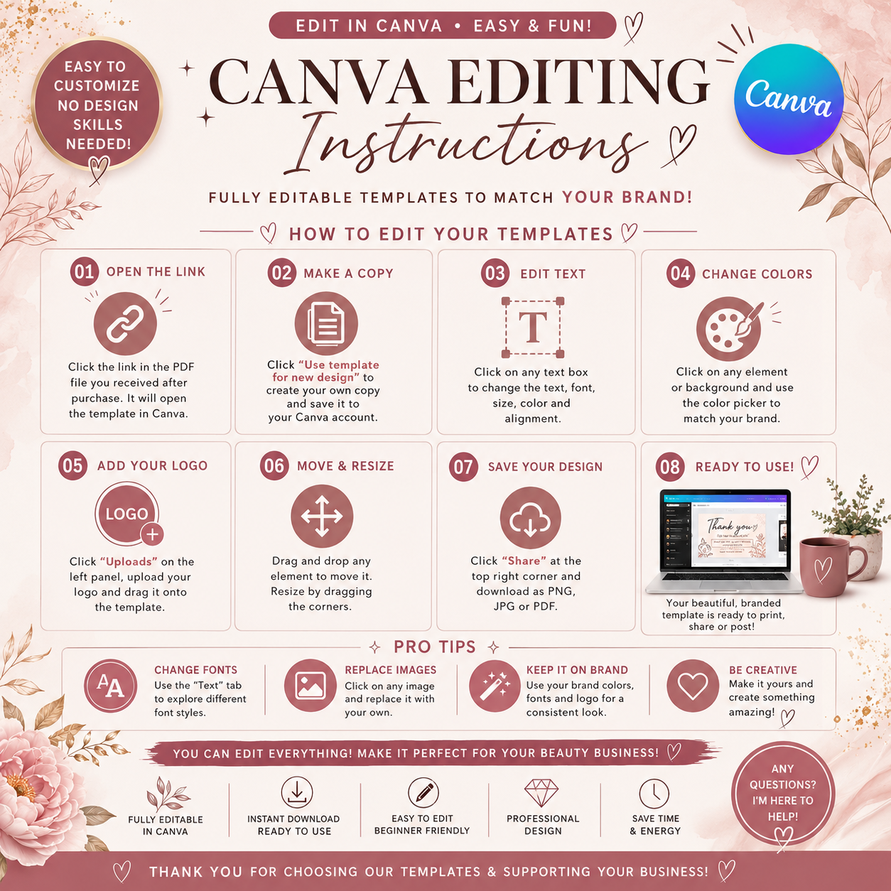 The Beauty Client Rewards Kit — Canva Loyalty Card Templates for Nail, Lash & Hair Businesses